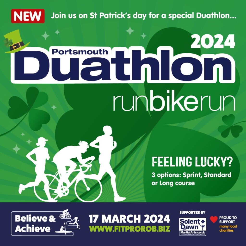 St Patrick's Day Portsmouth Duathlons 2024 Believe and Achieve