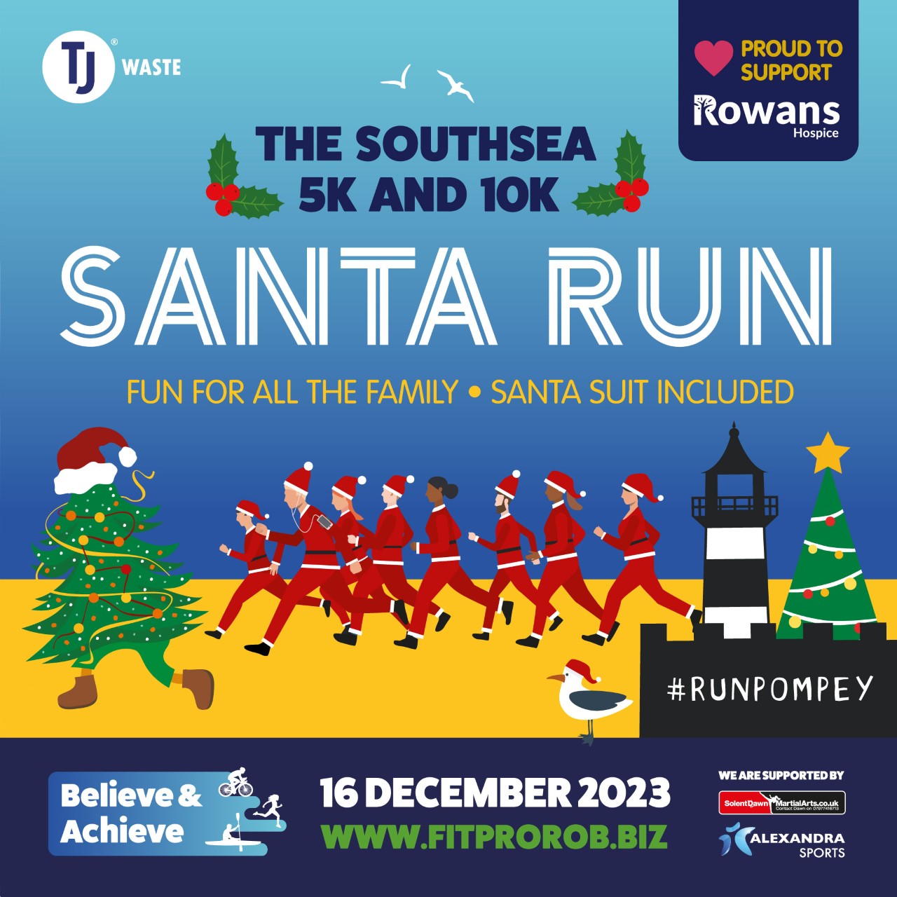 Southsea Santa Runs 10k & 5k 2023 Believe and Achieve Running